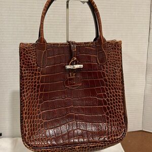 Longchamp Croc Style leather handbag. Excellent condition.